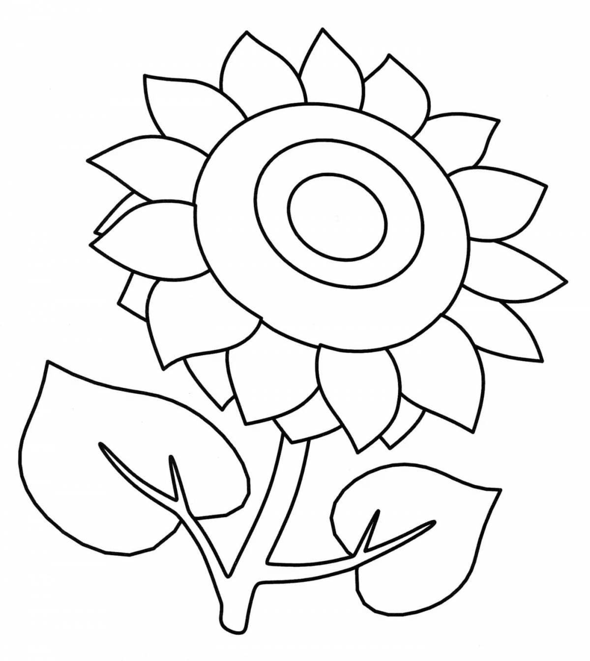 Fabulous coloring pages with sunflowers for children 2-3 years old