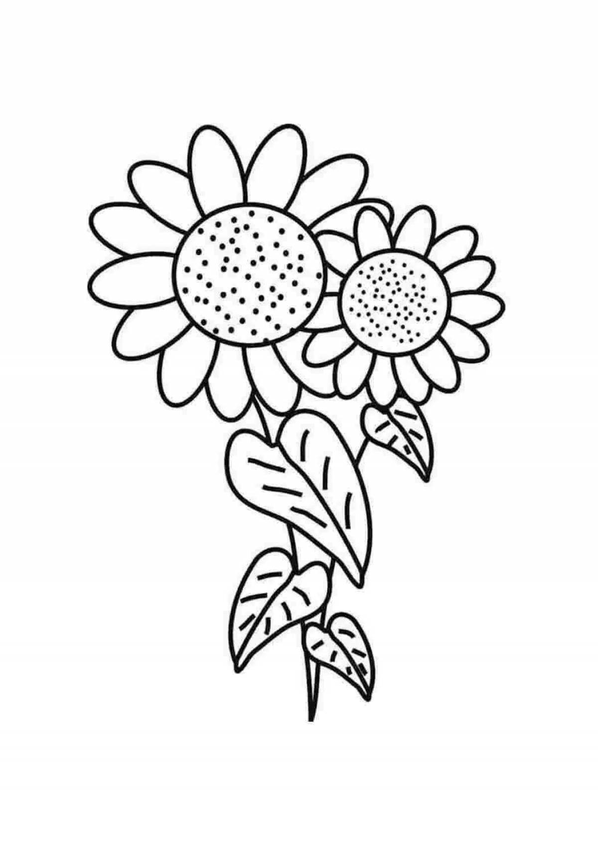 Charming sunflower coloring book for kids 2-3 years old