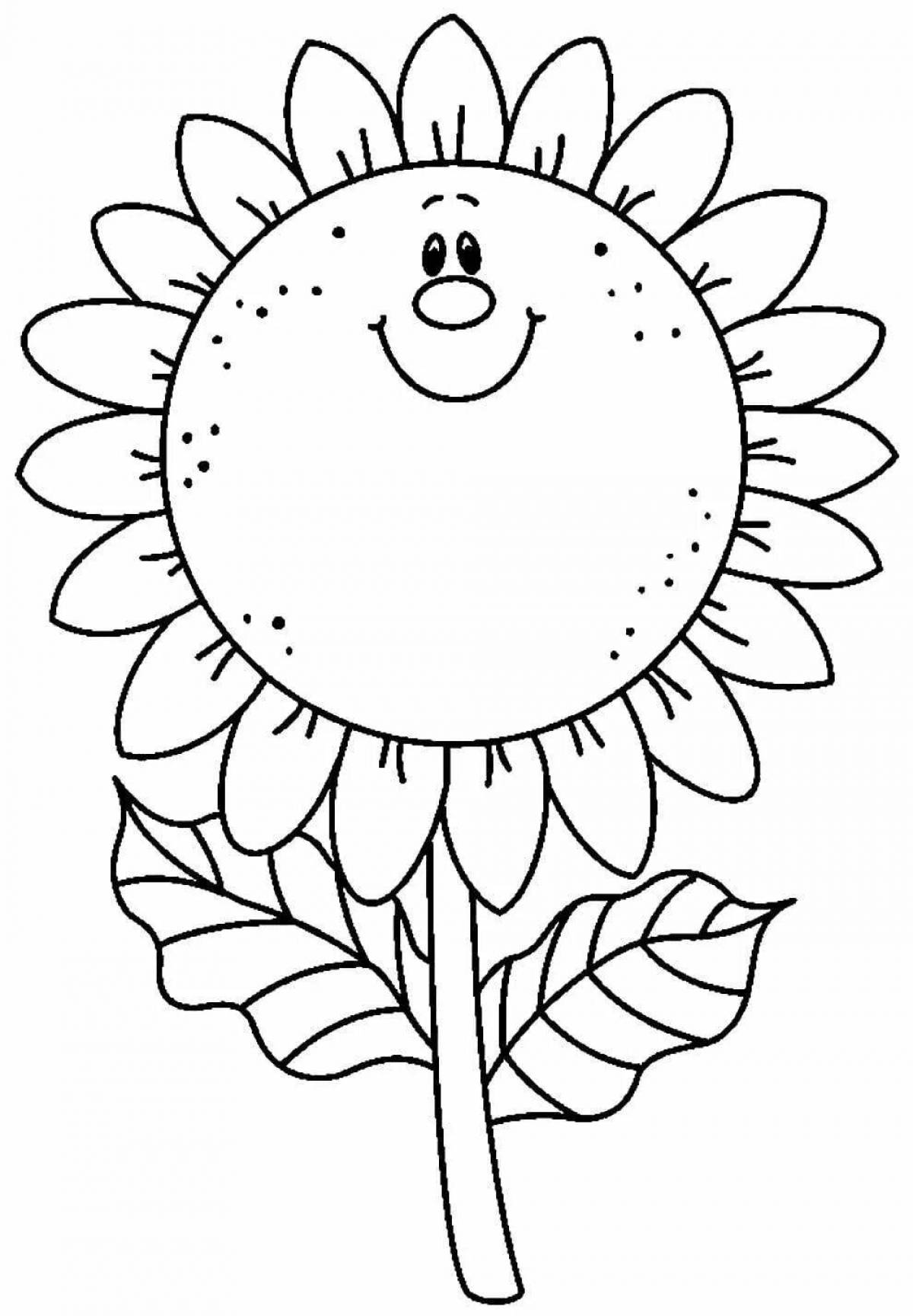 Beautiful coloring book sunflowers for kids 2-3 years old