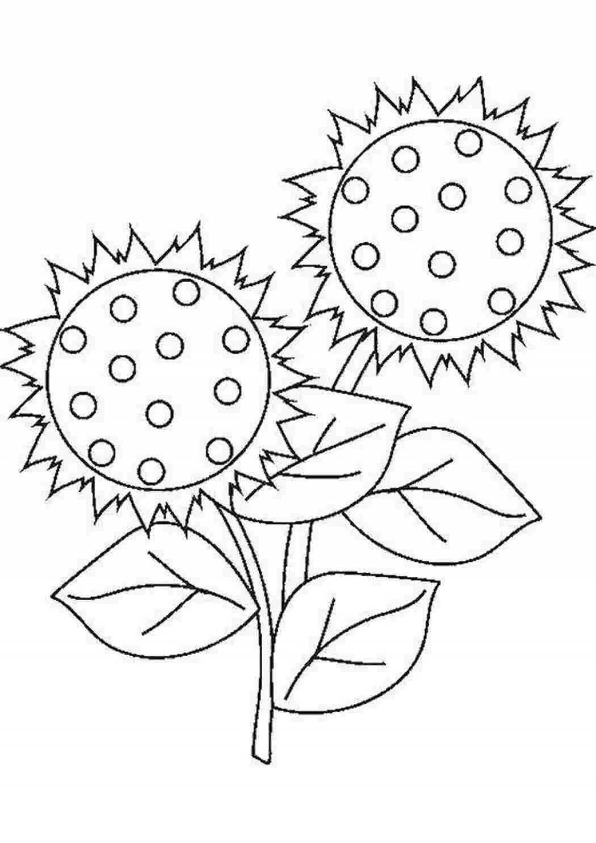 A spectacular sunflower coloring book for children 2-3 years old