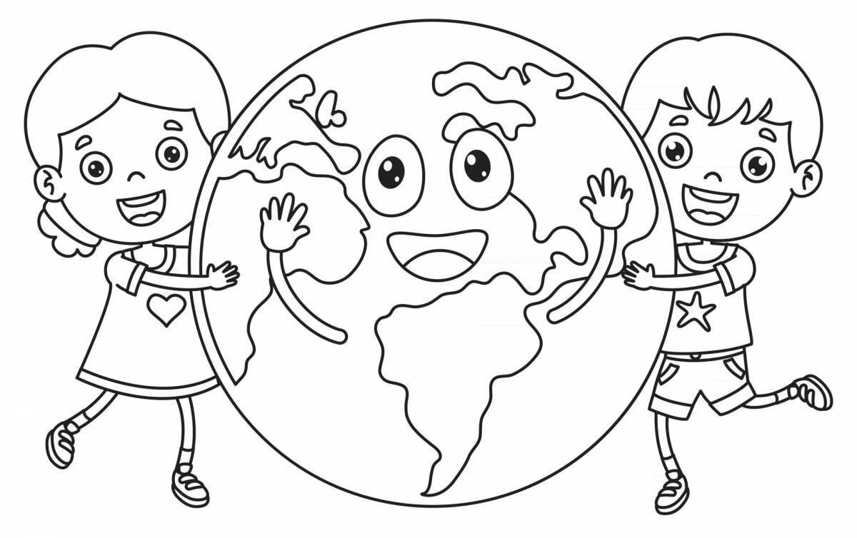 Colorful world peace coloring page