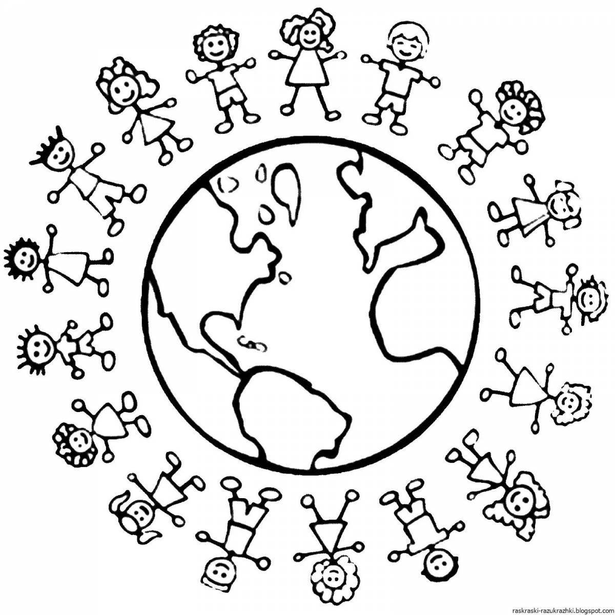 Coloring page harmonious peace on earth
