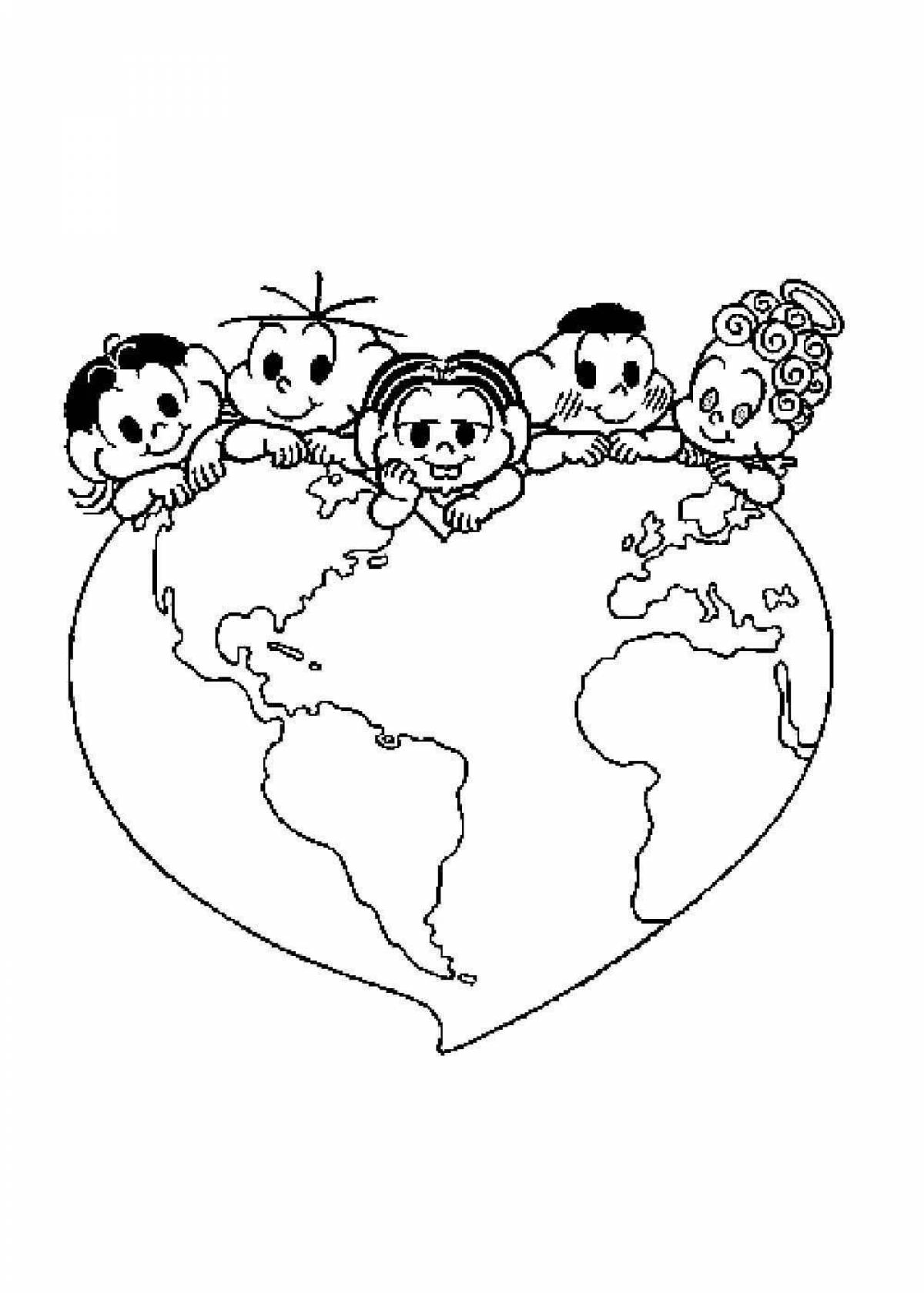 Coloring book peaceful world on earth