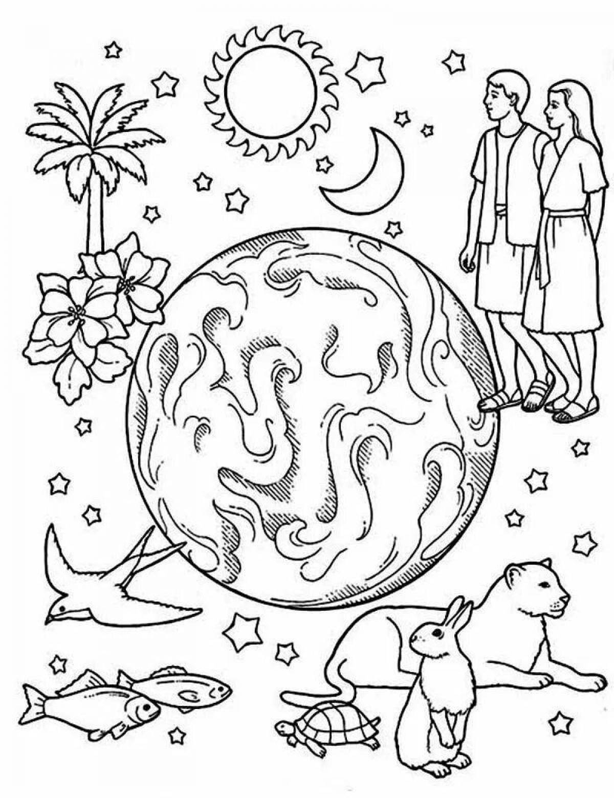 Coloring page peace of mind on earth
