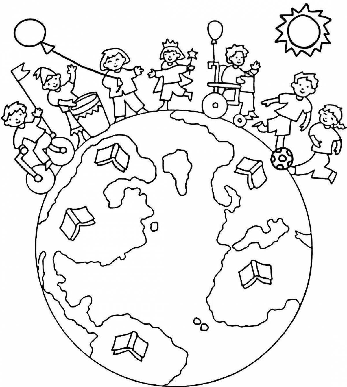 Coloring page bizarre world on earth