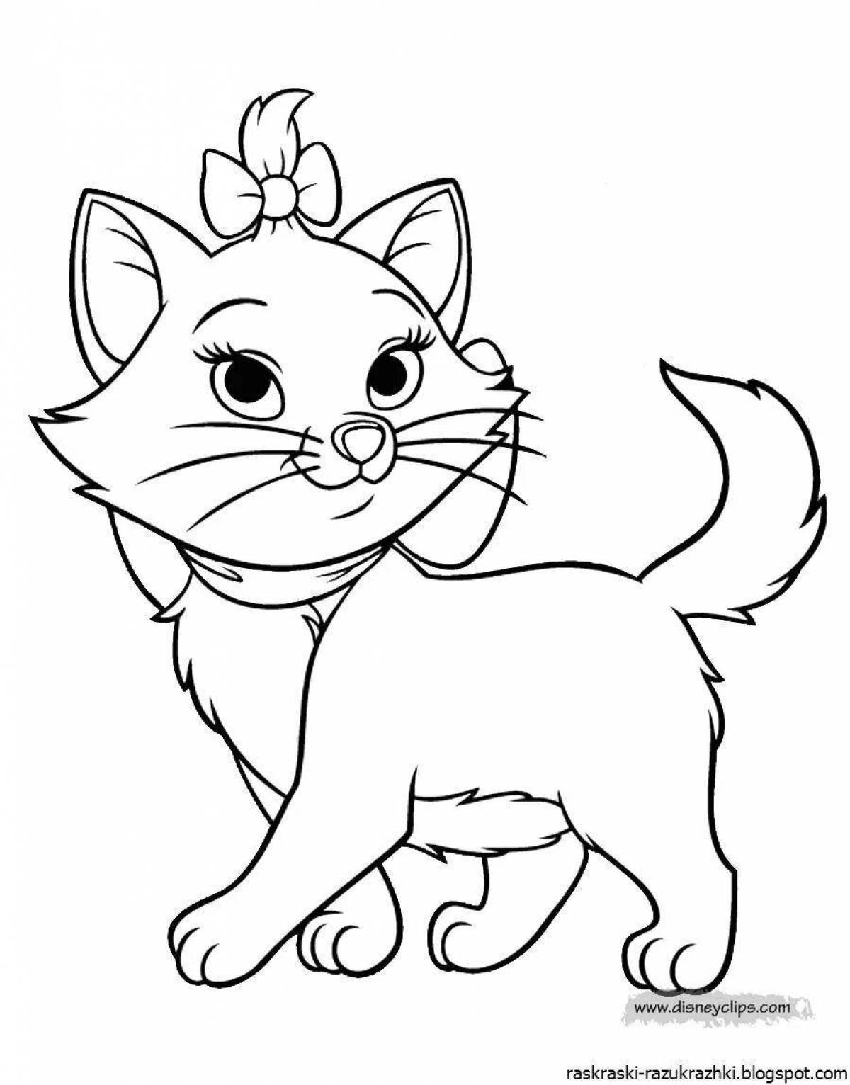 Cute kitty coloring book for 5-6 year olds