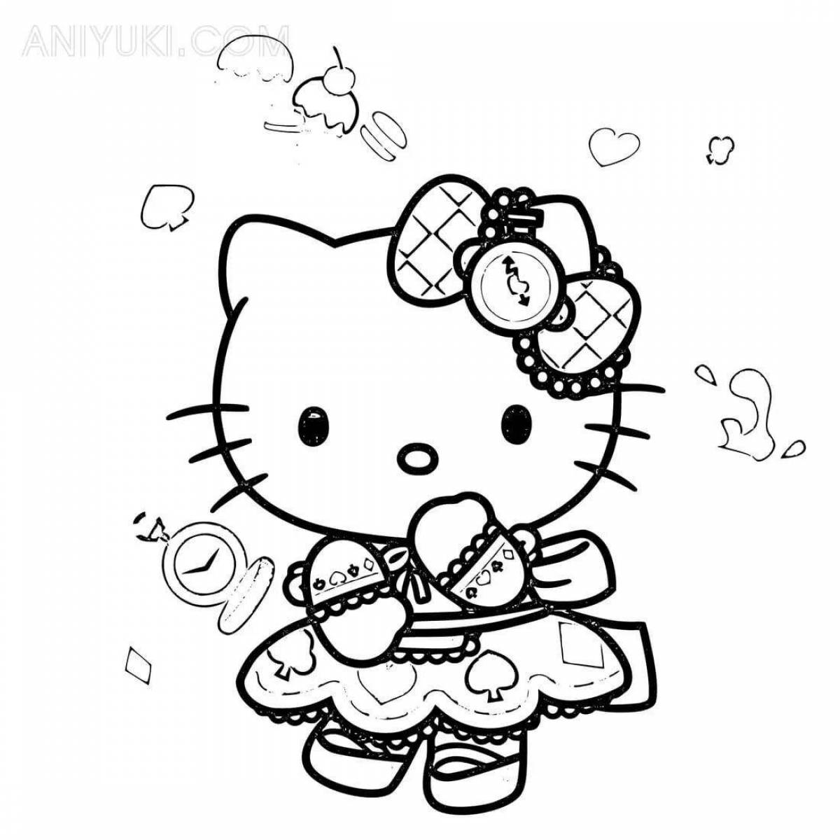 Colorful hello kitty coloring page