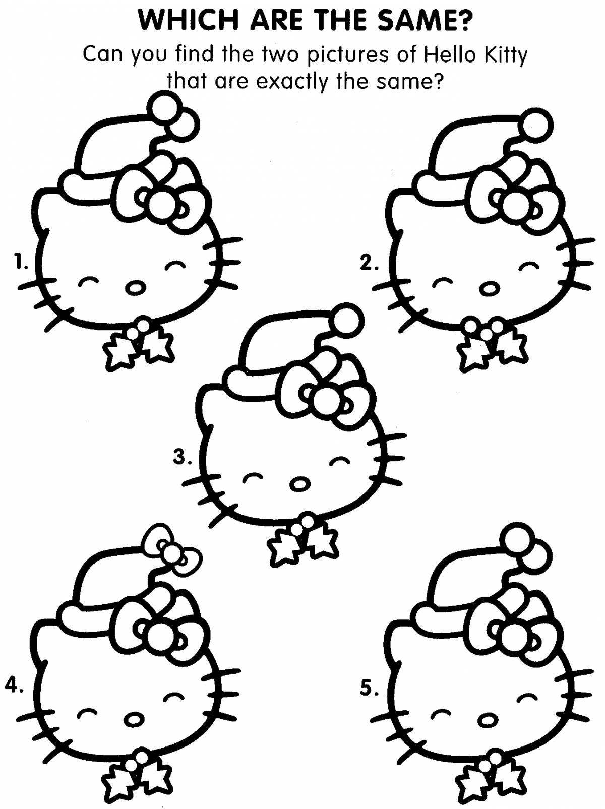 Playful hello kitty coloring page