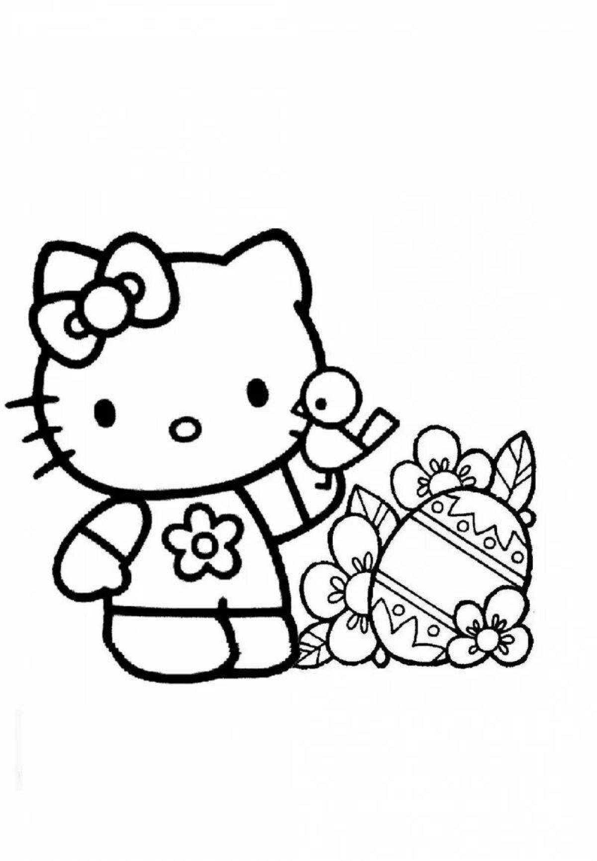 Блестящая раскраска hello kitty