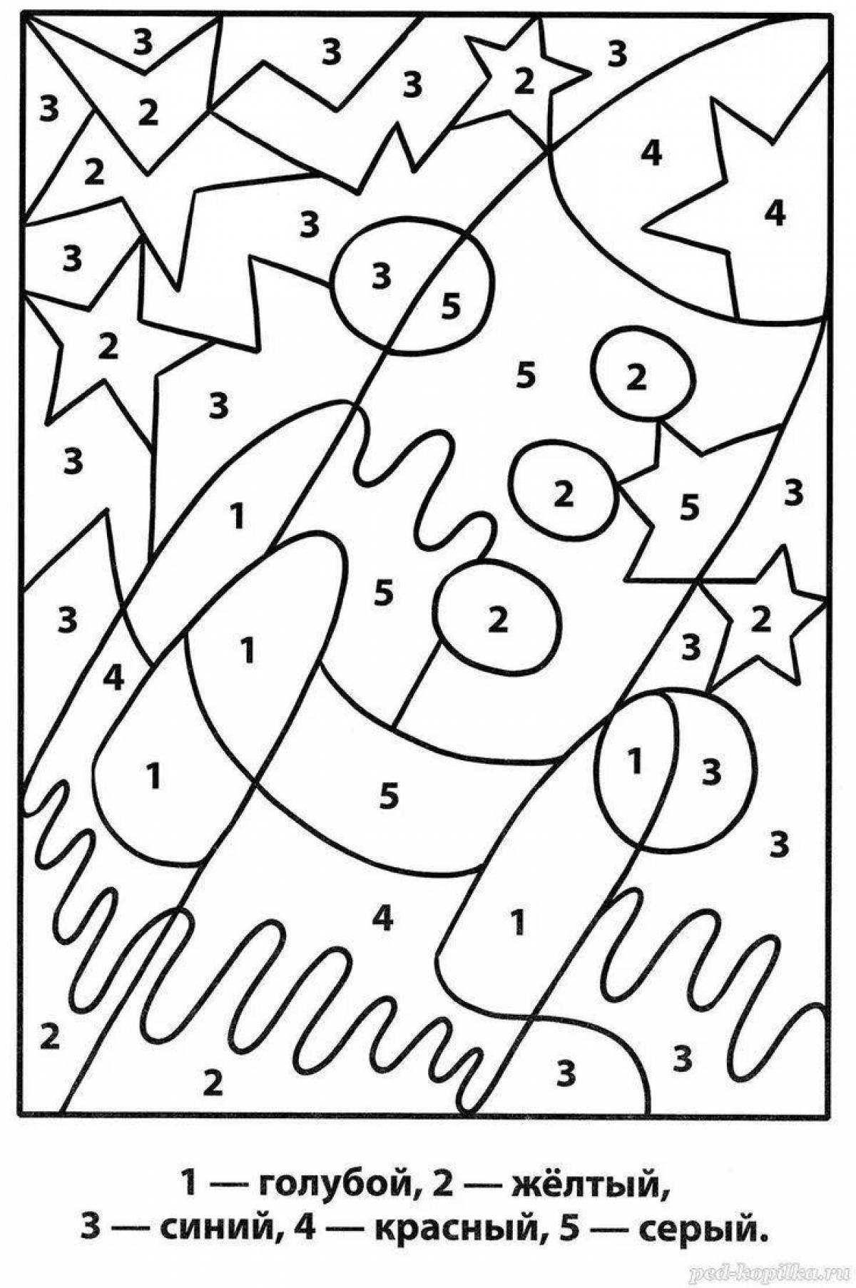 Joyful coloring by numbers up to 5 for kids