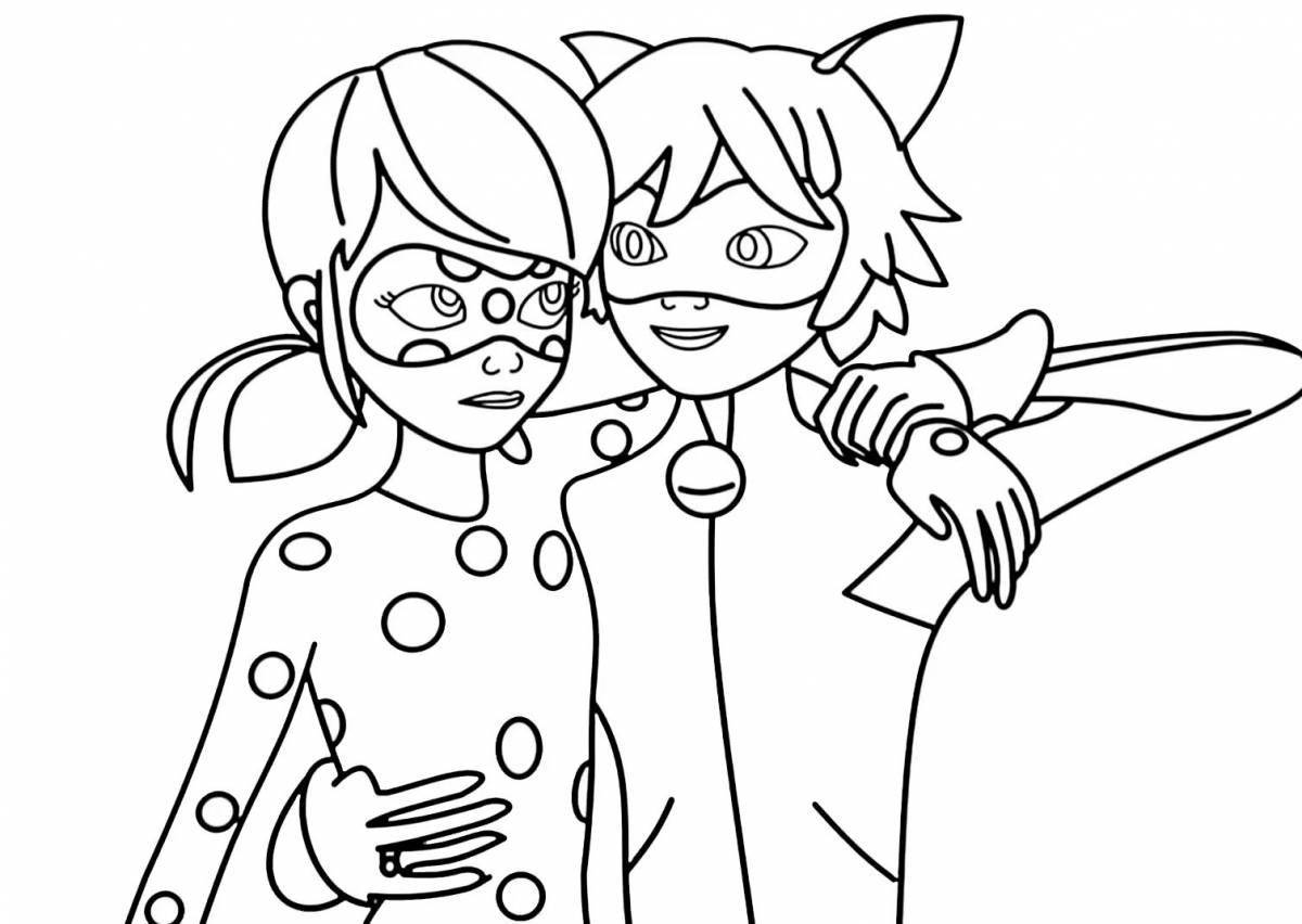 Fun coloring of ladybug and super cat