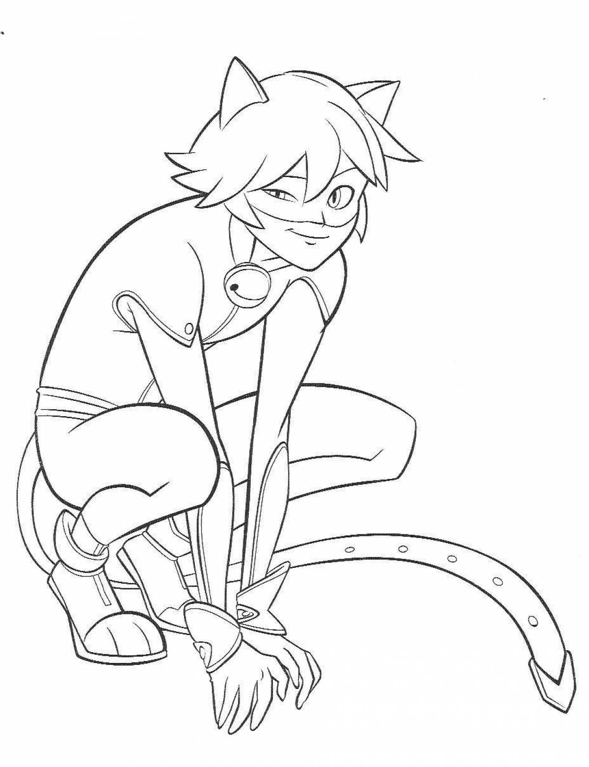 Charming drawing of ladybug and super cat