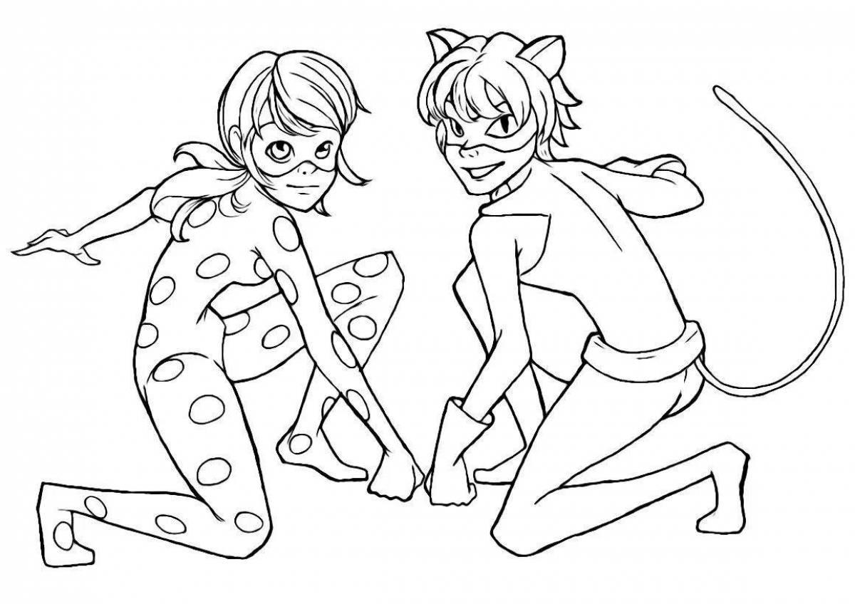Pretty lady bug and super cat drawing