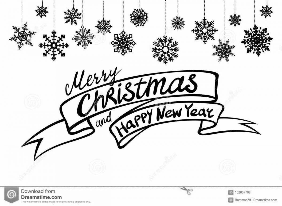 Flowering coloring page merry christmas and happy new year