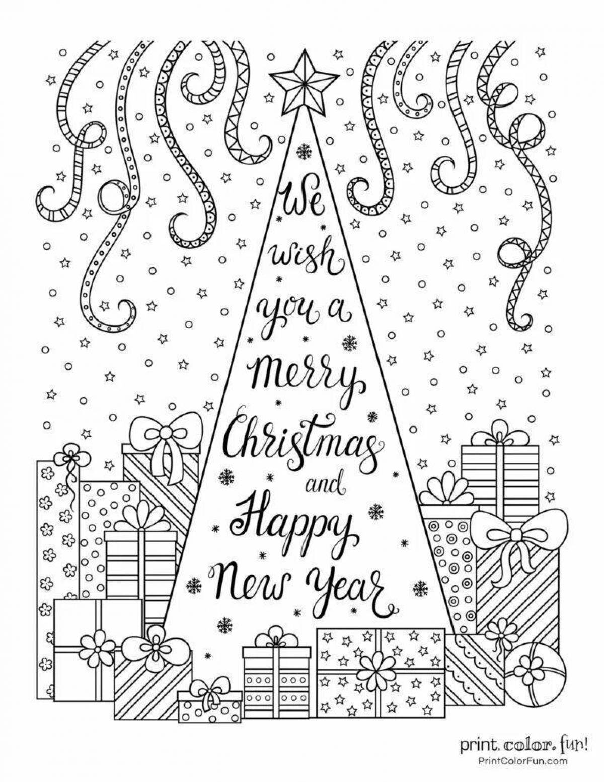 Exciting merry christmas and happy new year coloring book