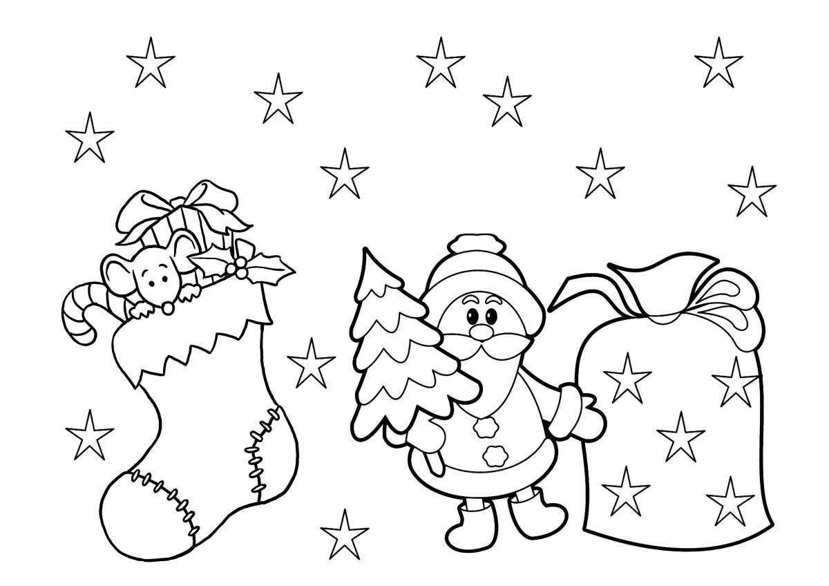 Glitter coloring card merry christmas and happy new year