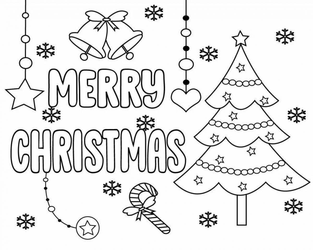 Great coloring card Merry Christmas and Happy New Year