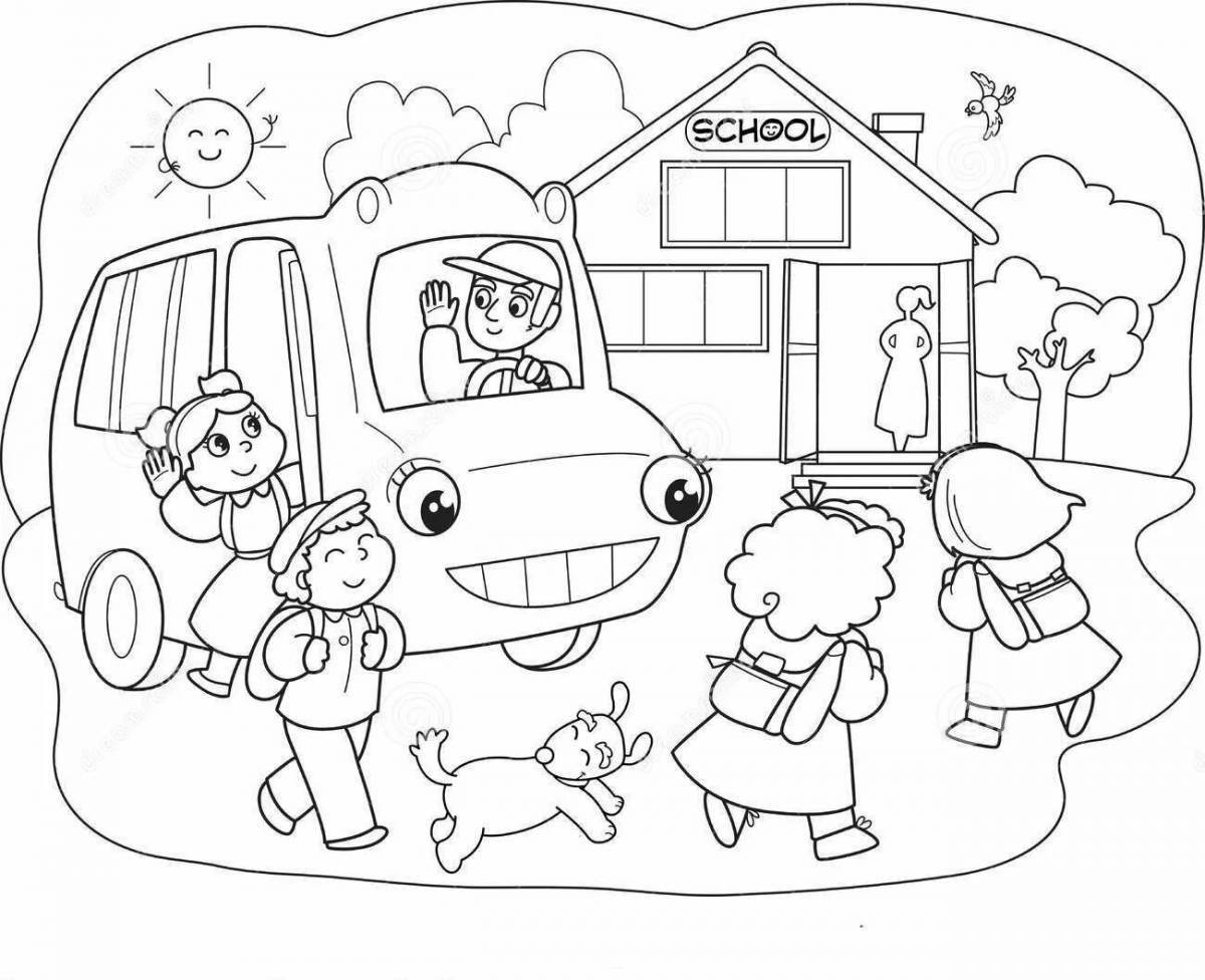 Автобус ПДД раскраска для детей