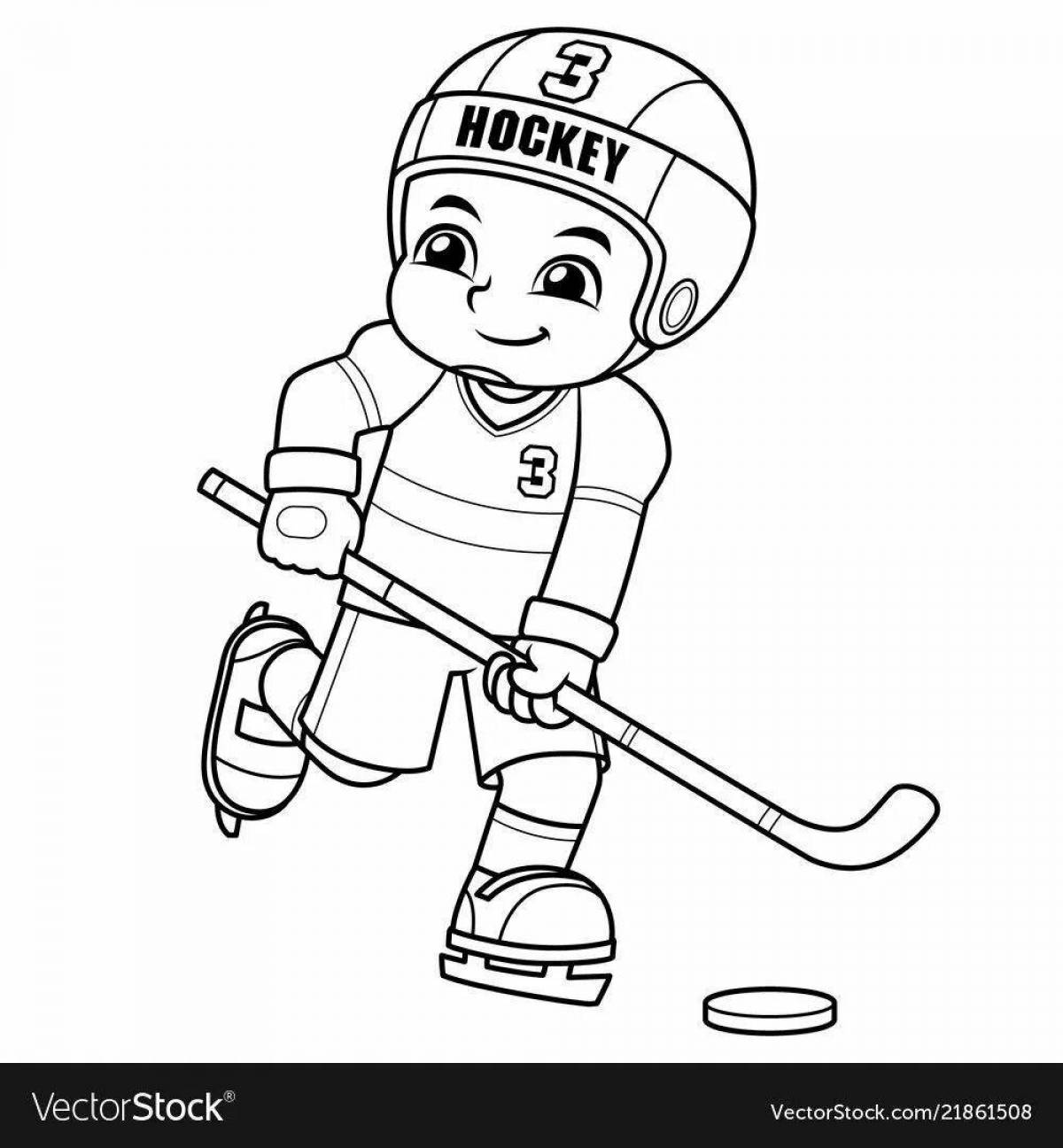 Раскраска хоккеист для детей