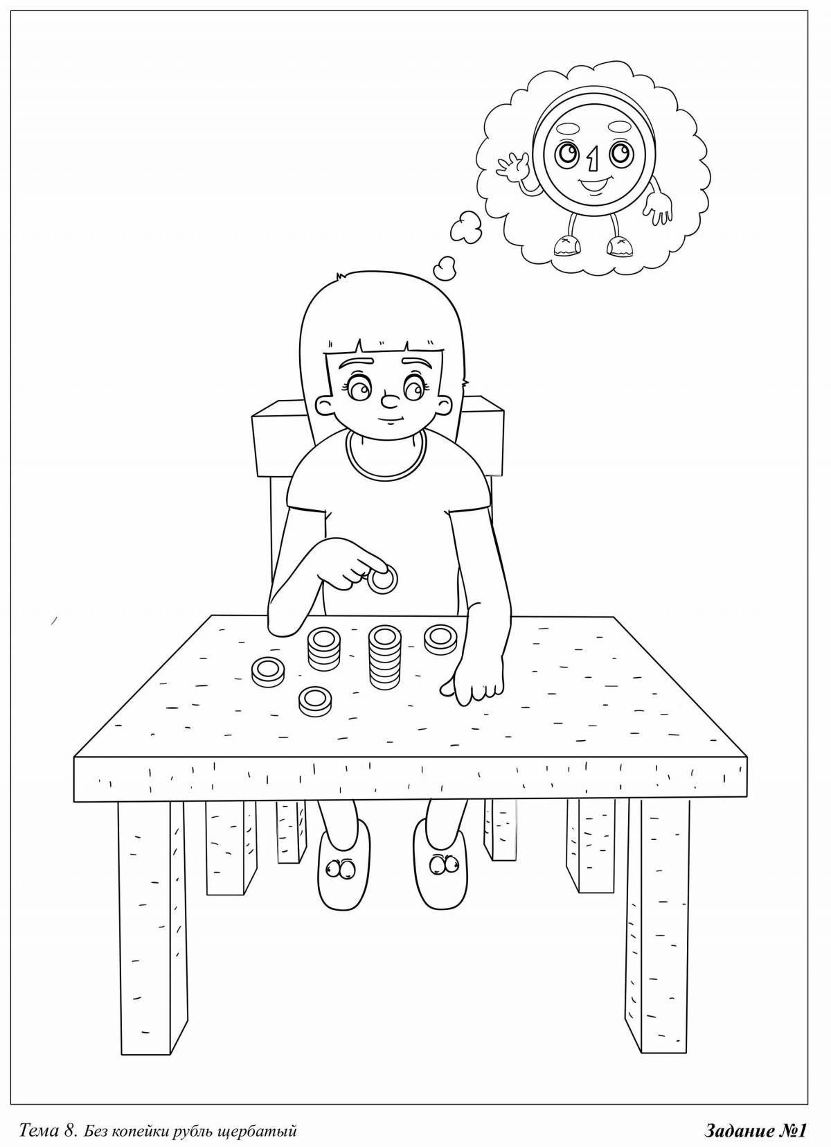 Financial literacy coloring book for primary school children