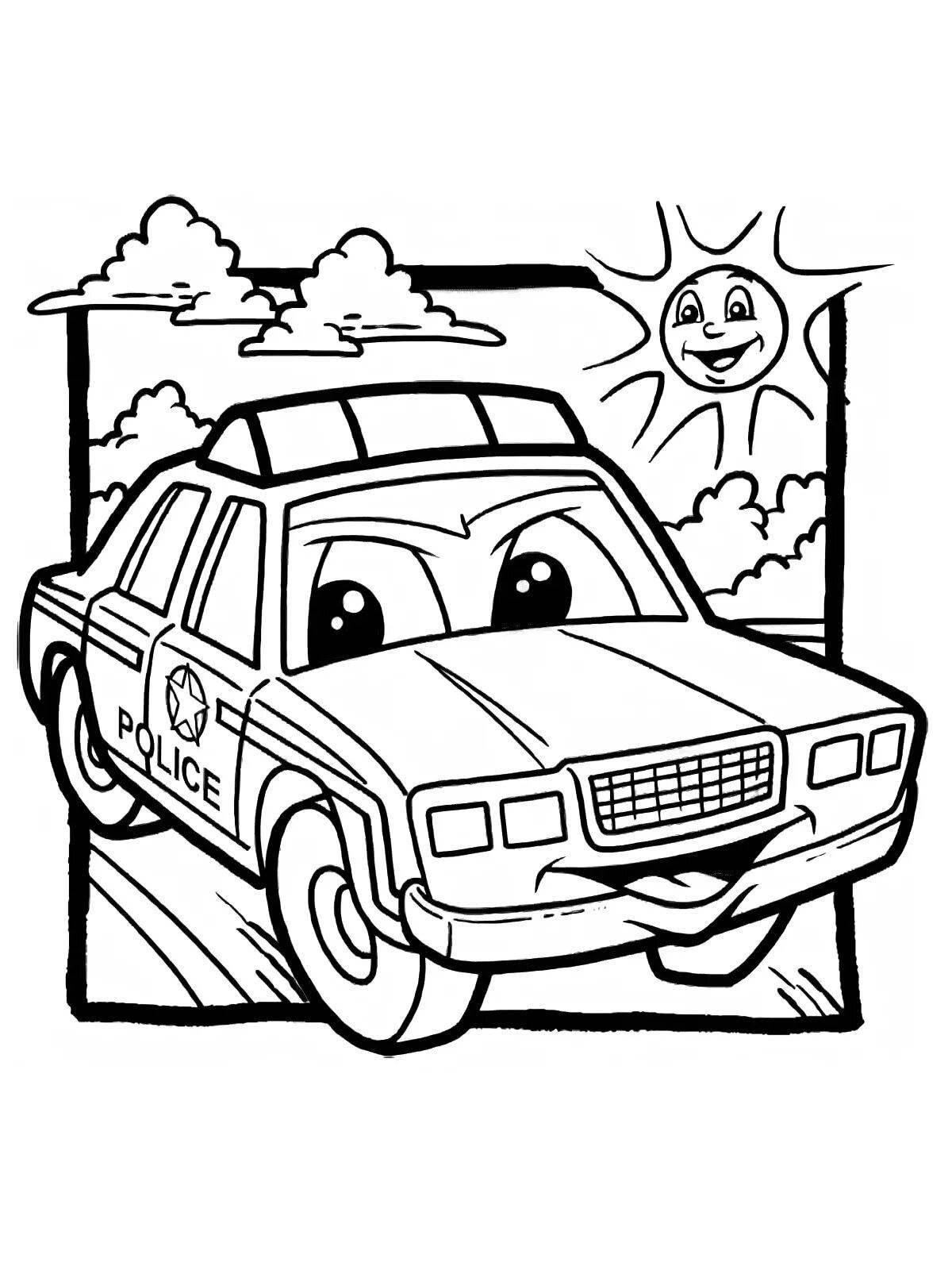 Playful baby cop coloring page