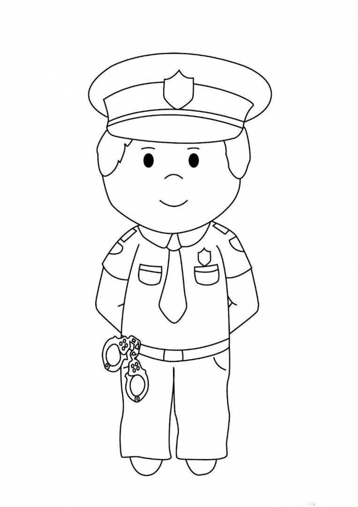 Развлекательная раскраска полицейского для детей
