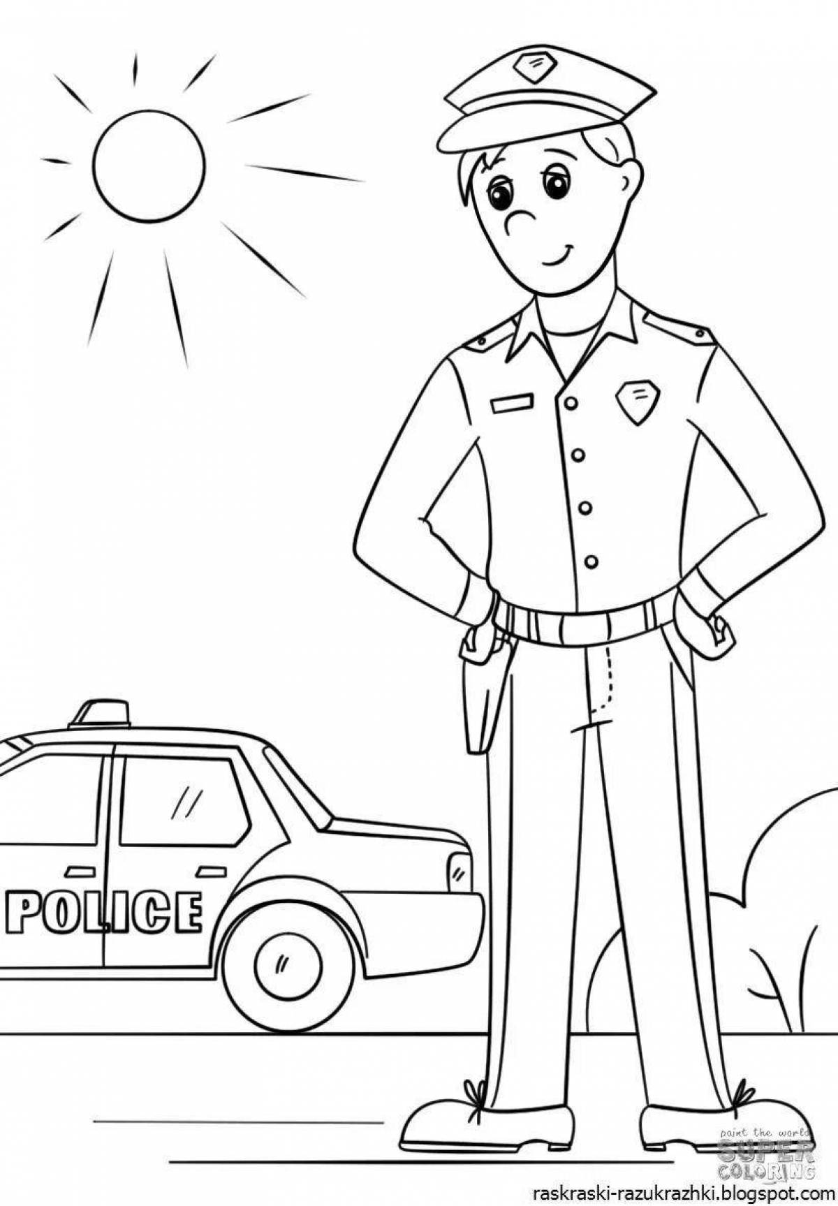 Gorgeous police coloring book for preschoolers