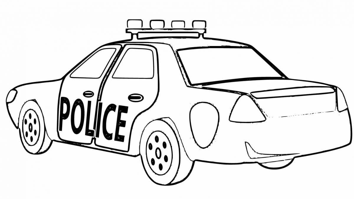 Coloring page cute policeman for 3-4 year olds
