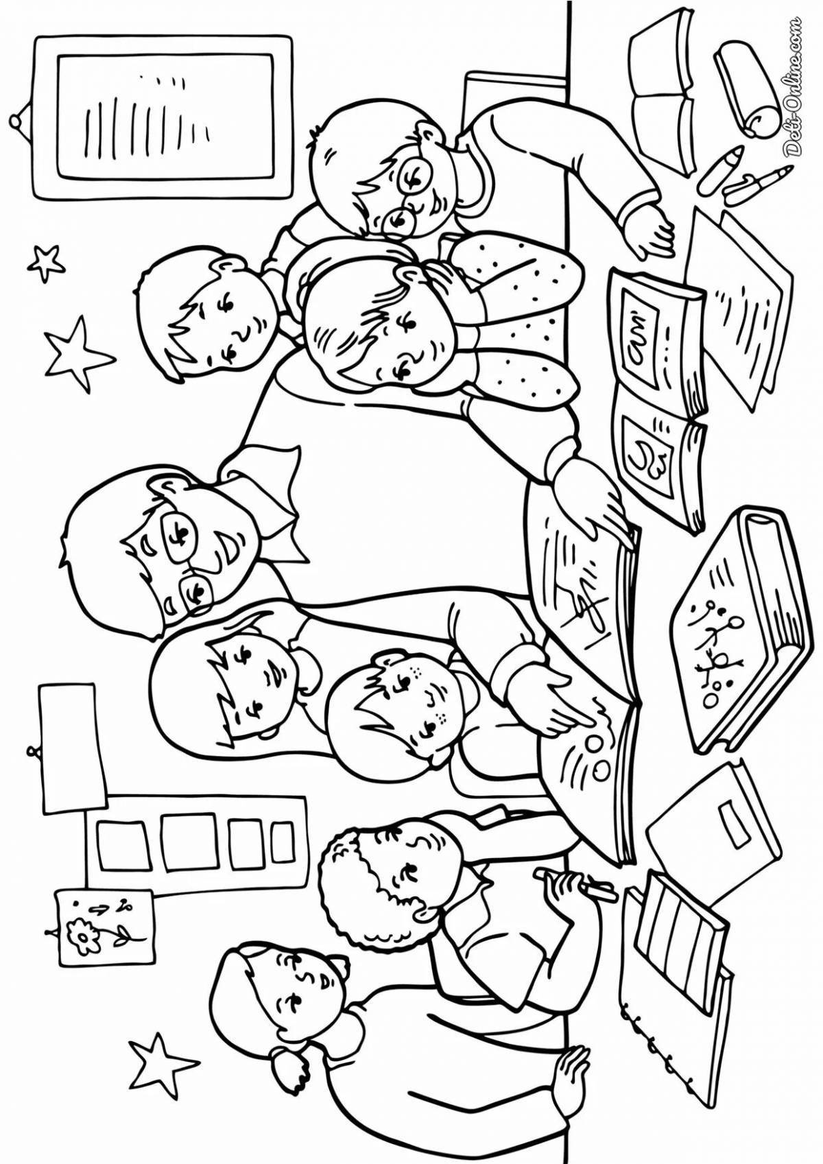 Photo Attractive school rules coloring page
