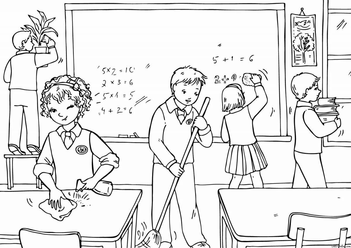 Photo Crazy school rules coloring page