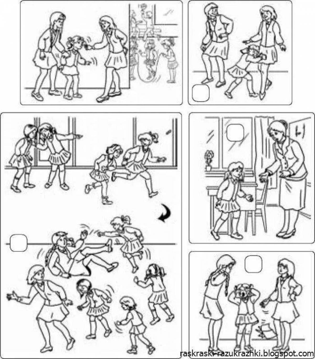 Explosive school rules coloring page