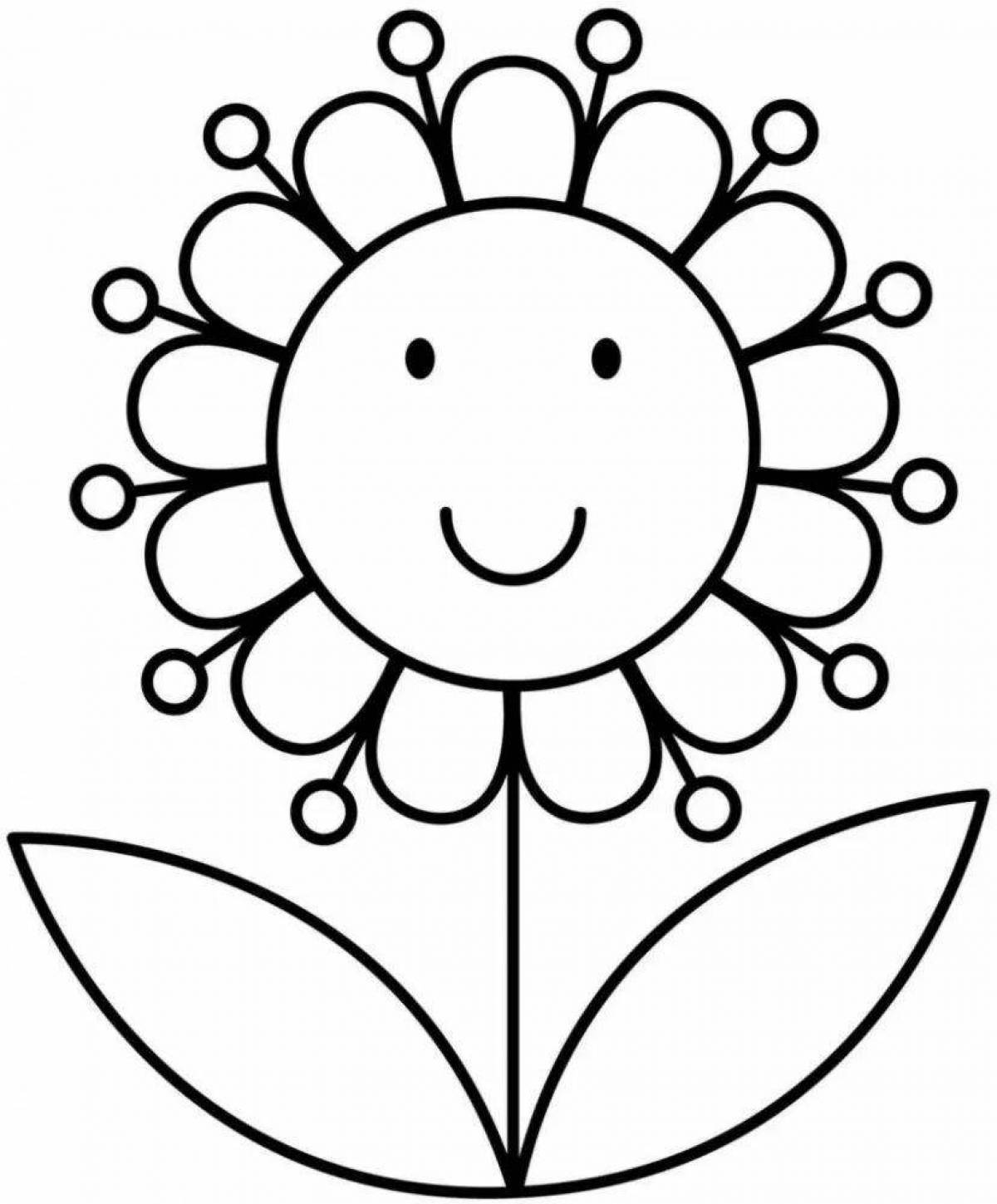 Playful flower coloring book for 2-3 year olds