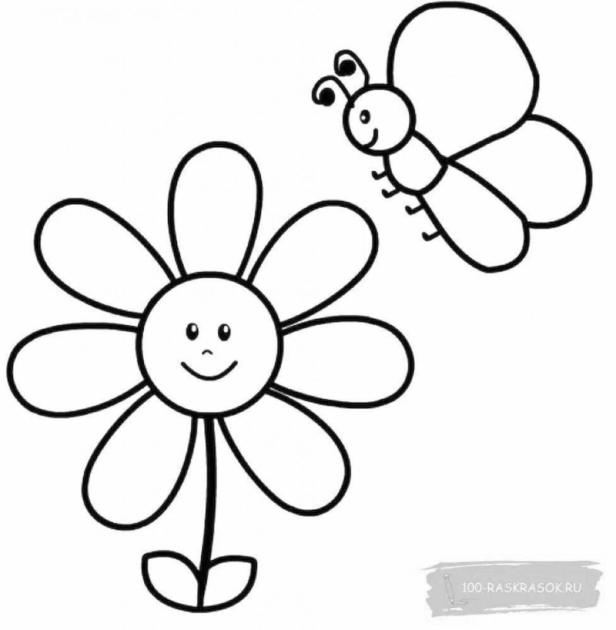 Sweet coloring flower for children 2-3 years old