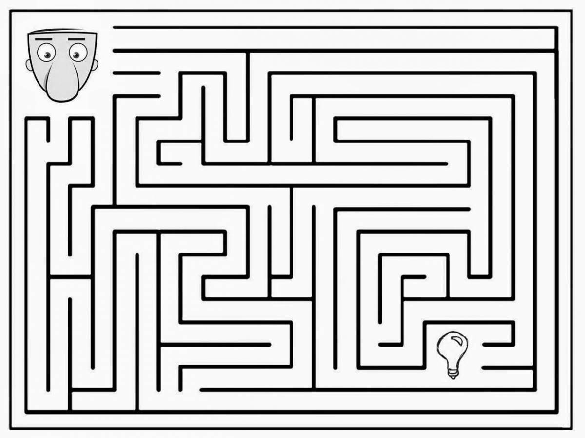 Fun coloring maze for children 9-10 years old