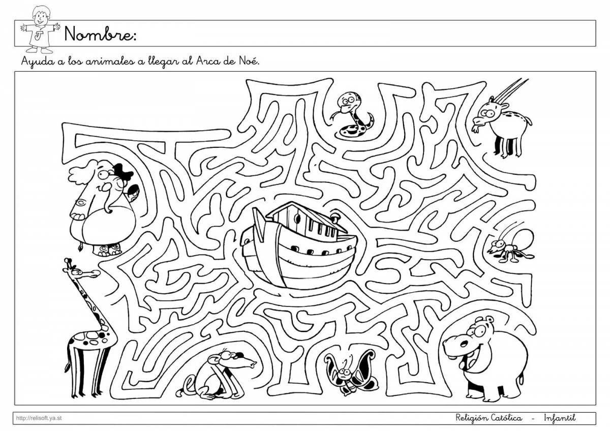 Stimulating maze coloring book for 9-10 year olds
