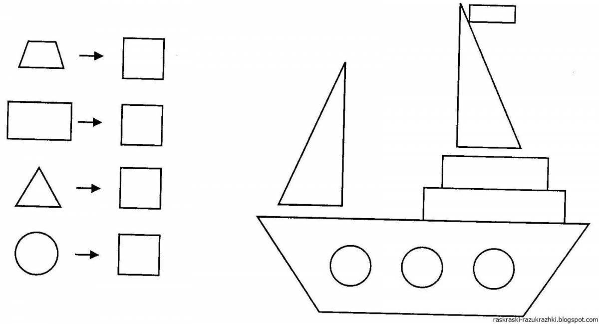 Creative geometry coloring page for 4 year olds