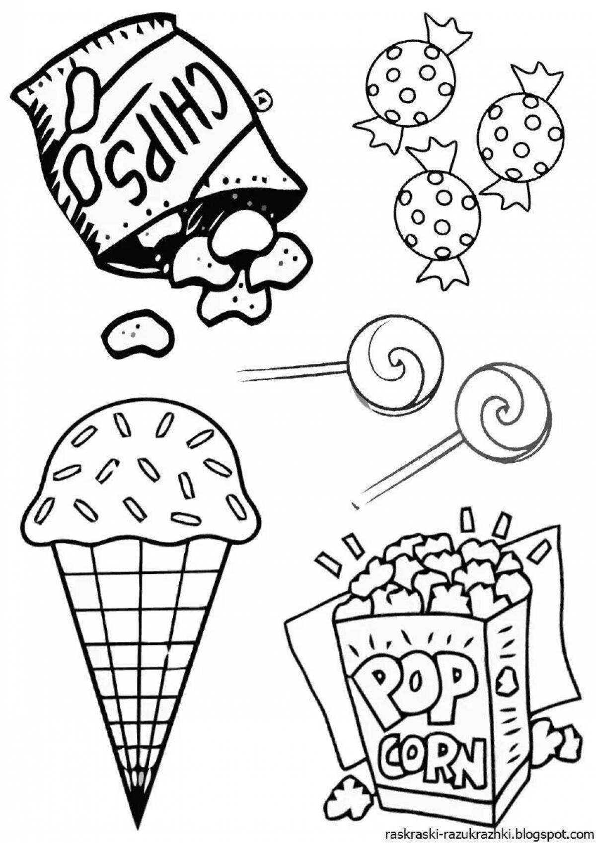 Delicious junk food coloring page