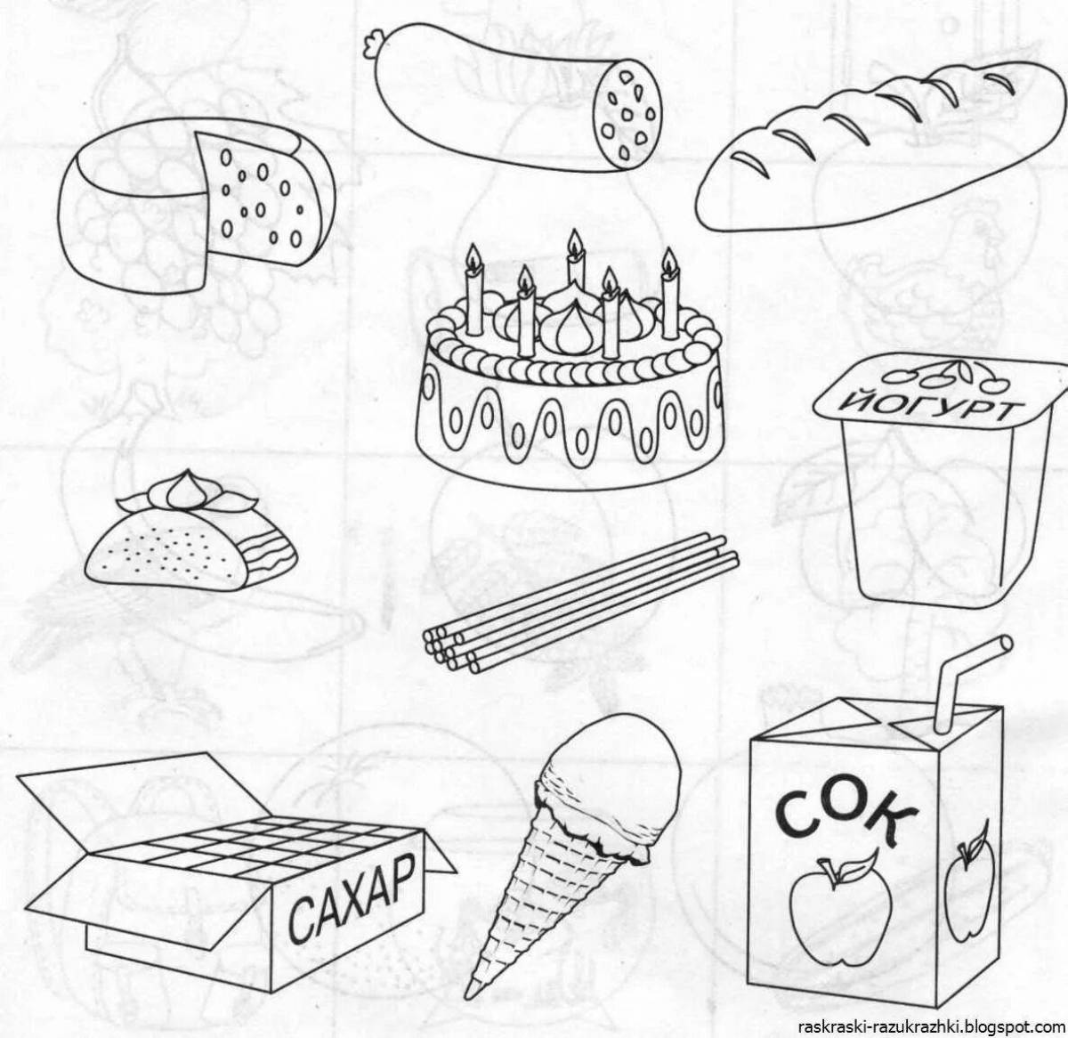 Nutritious healthy food coloring page