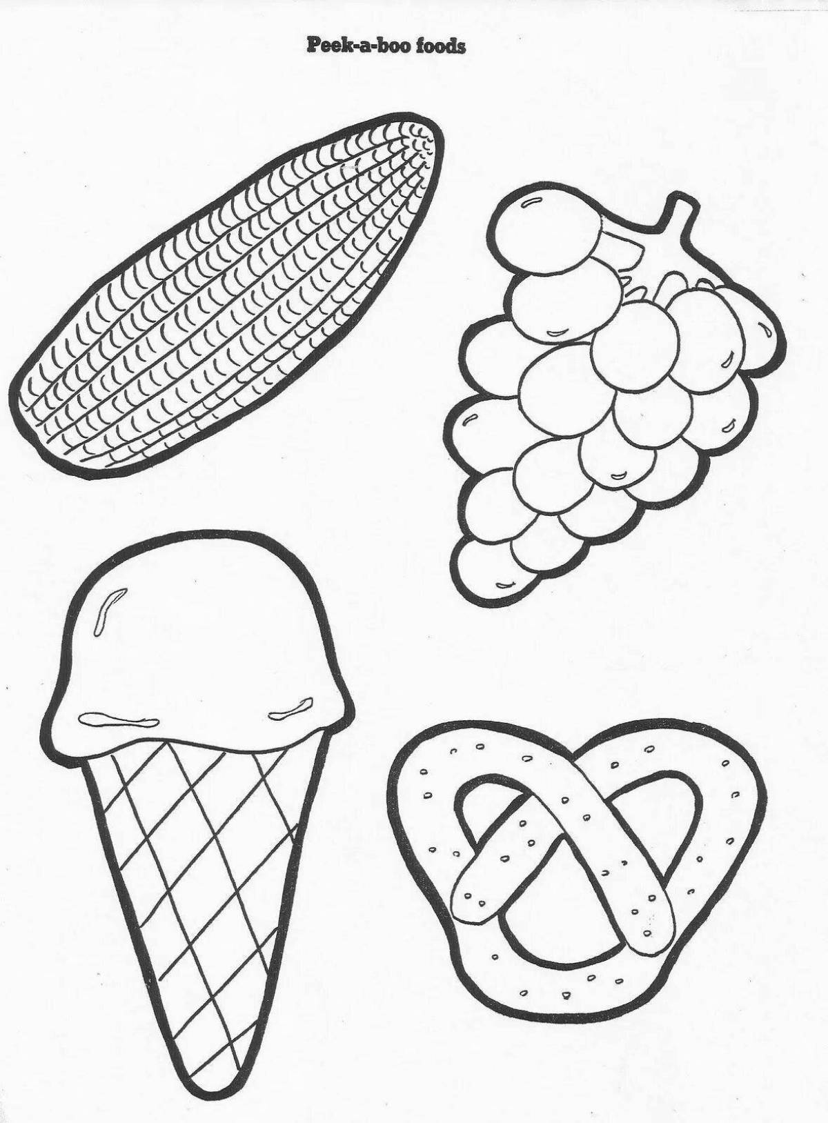 Coloring page of balanced healthy food