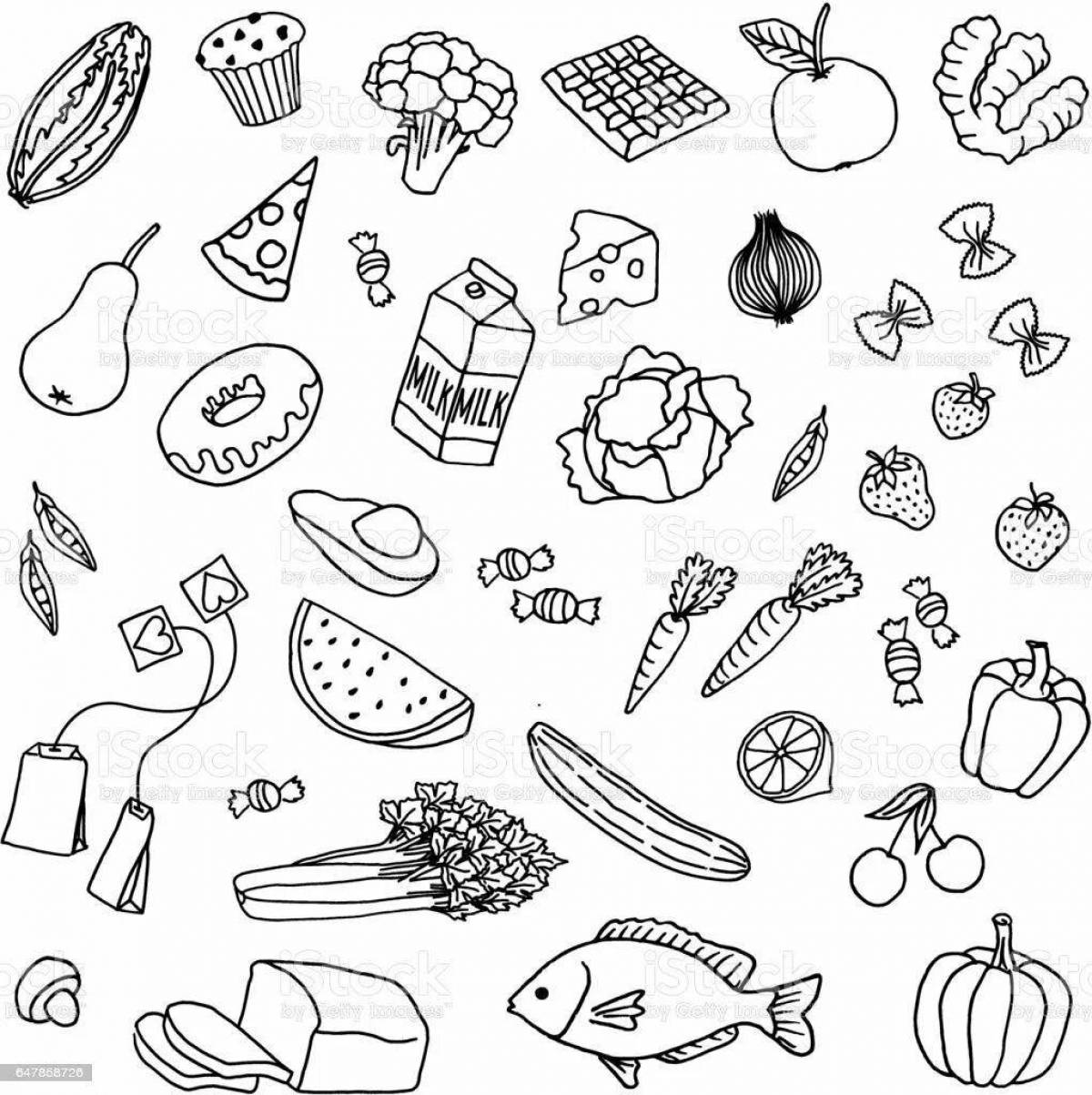 Heart healthy food coloring page