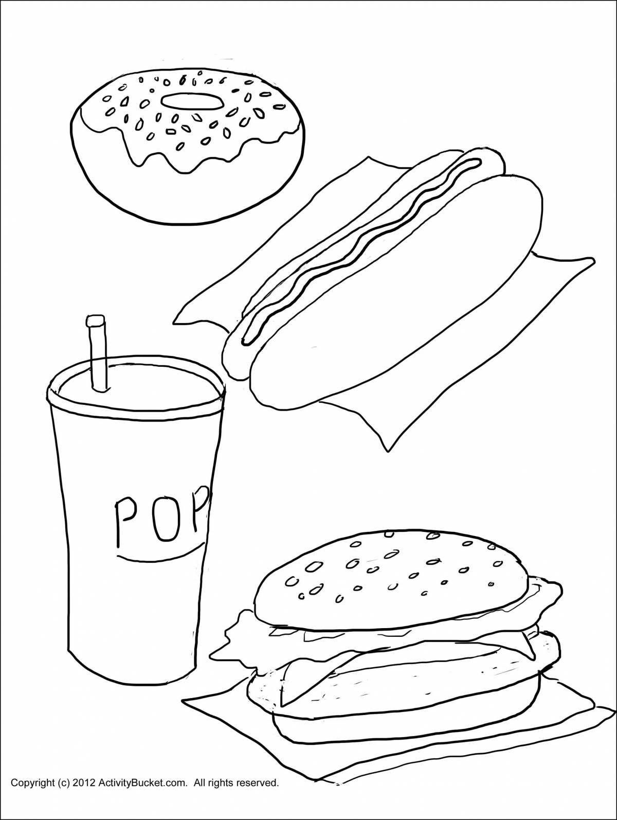 Adorable junk food coloring page