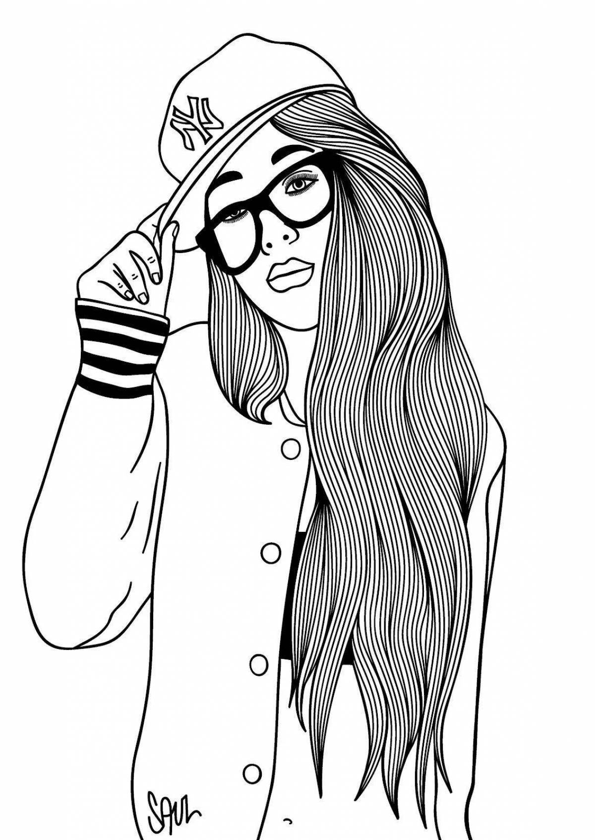 Stylish coloring book for girls cool for 7 years