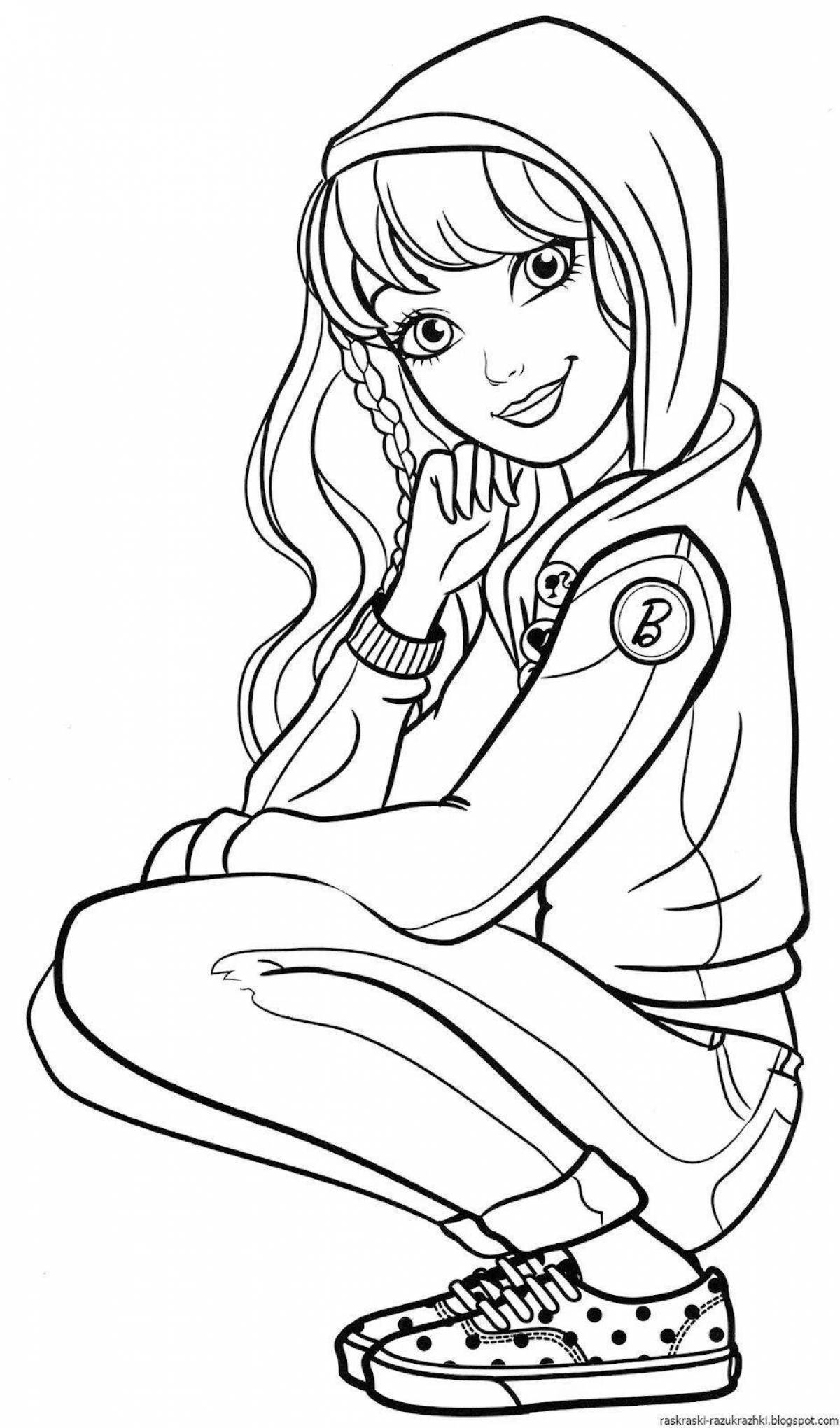 Color-crazy coloring page for girls cool for 7 years