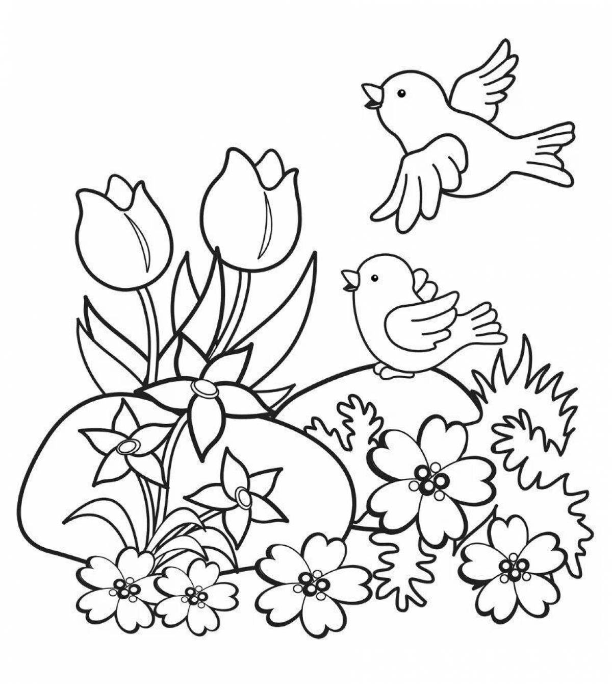 A fun spring coloring book for kids