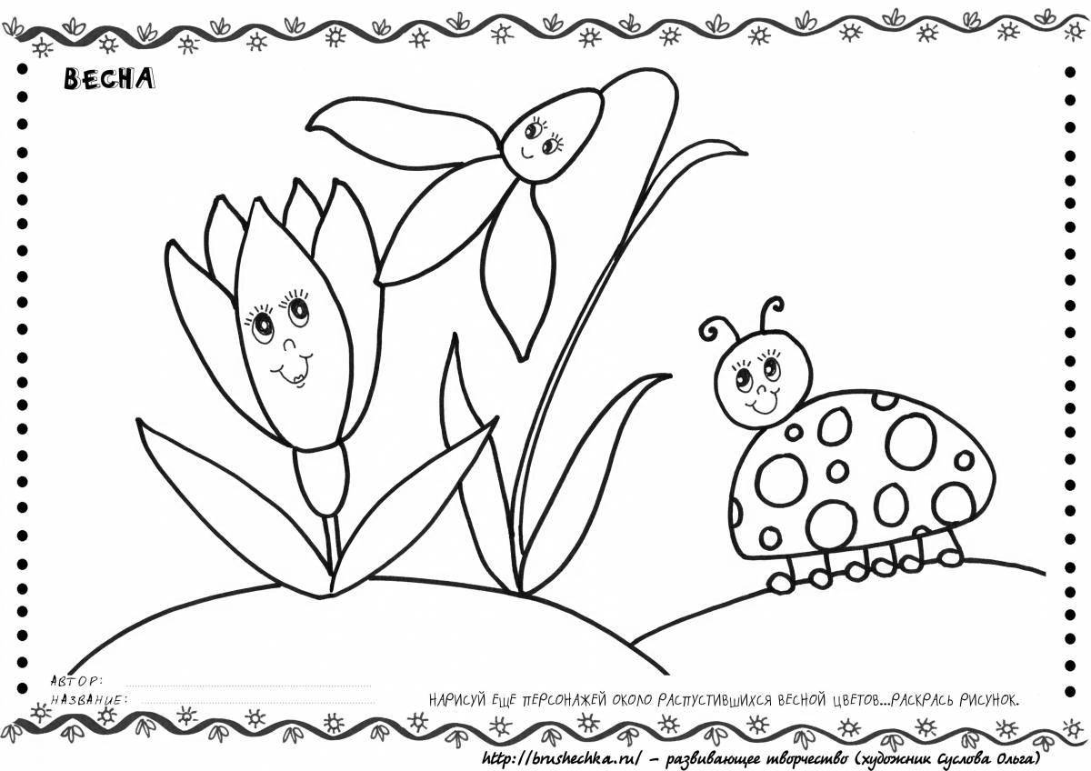 Glitter spring coloring for kids