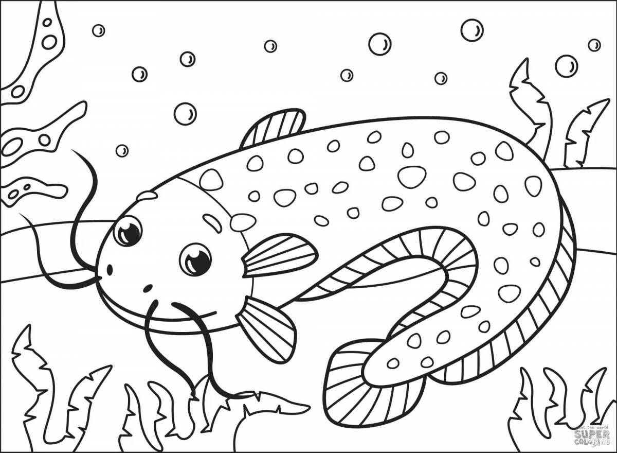 Colorful river fish coloring page