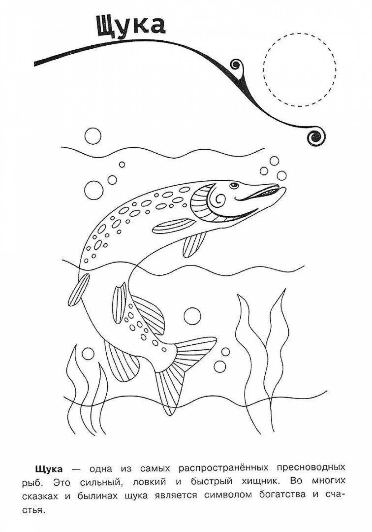 Coloring page joyful river fish