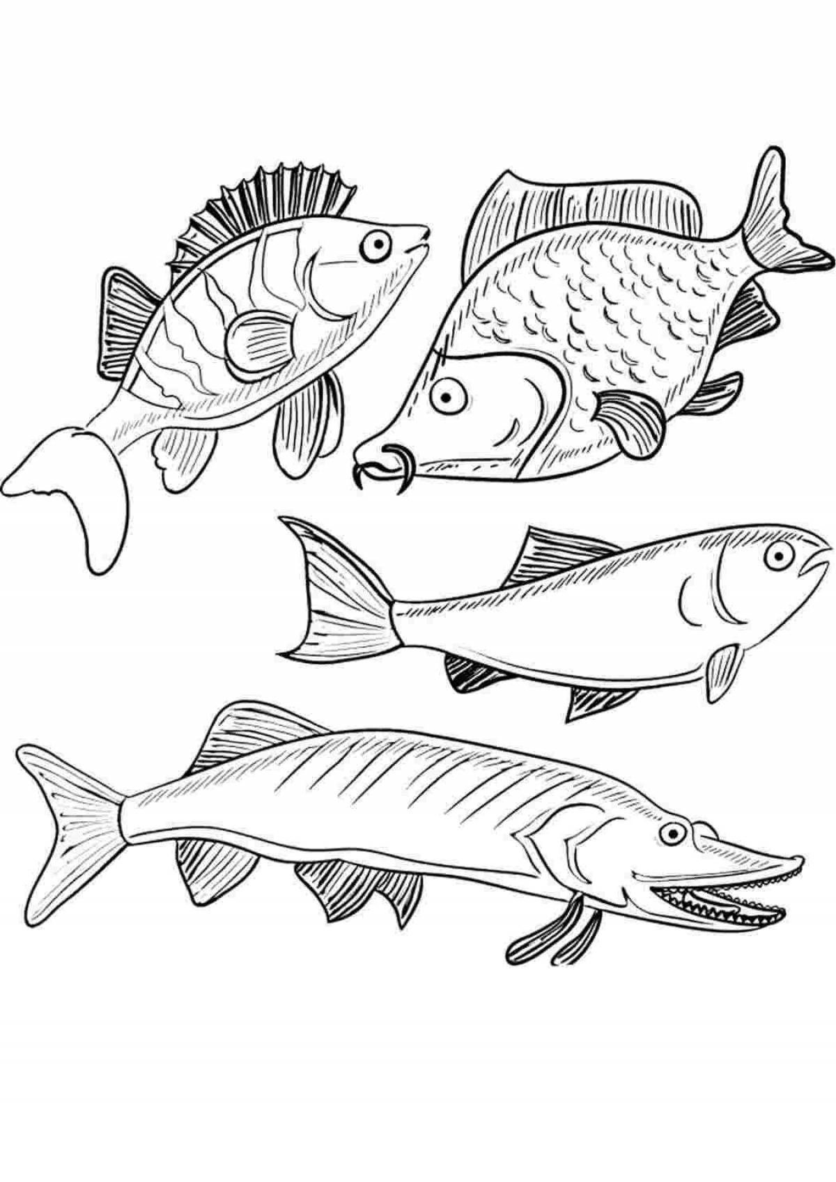 Photo Violent river fish coloring page