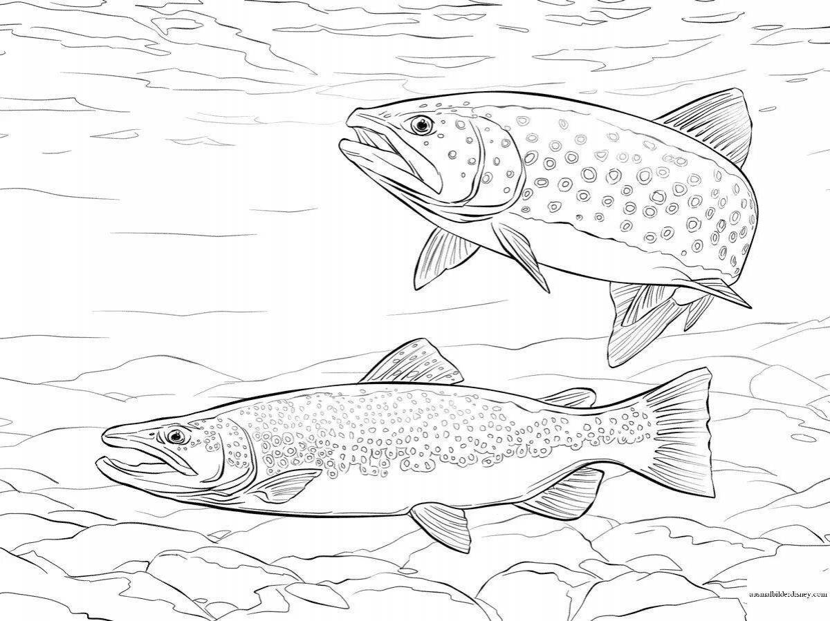 Animated river fish coloring page