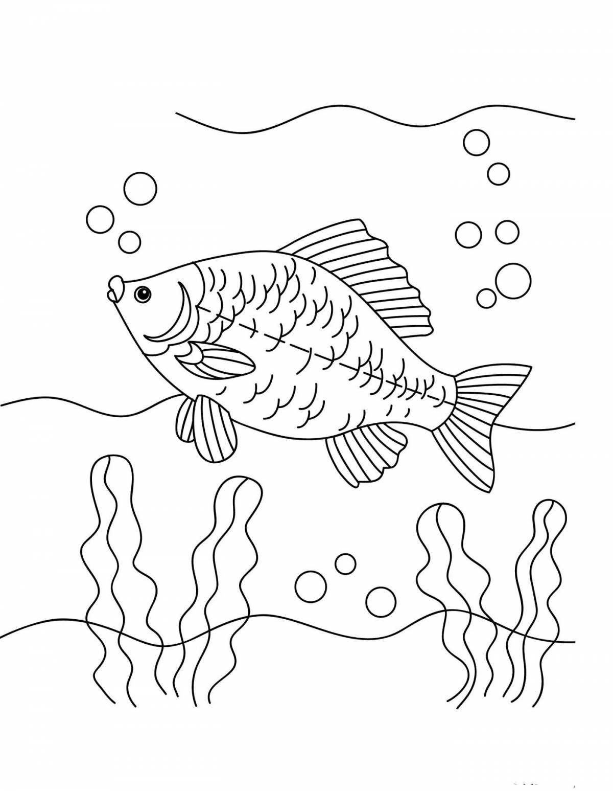 Photo Charming river fish coloring page